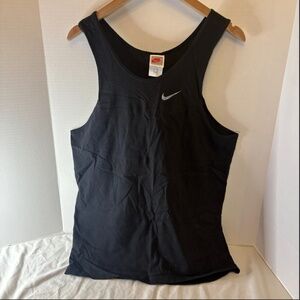 Vintage 80s Nike Black Tank Top Silver Embroidered Logo M Grey Tag Red Nike USA